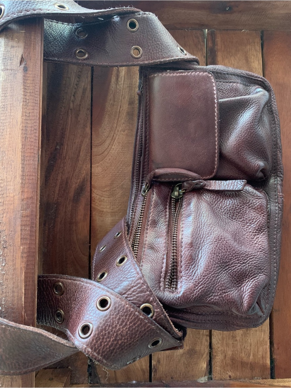 Free People Chocolate Brown Leather Messenger Bag